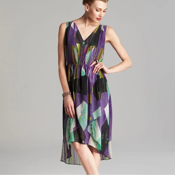 Kenneth Cole New York Women multi color Purple Turnip maxi Gracey Dress Large - Picture 1 of 11